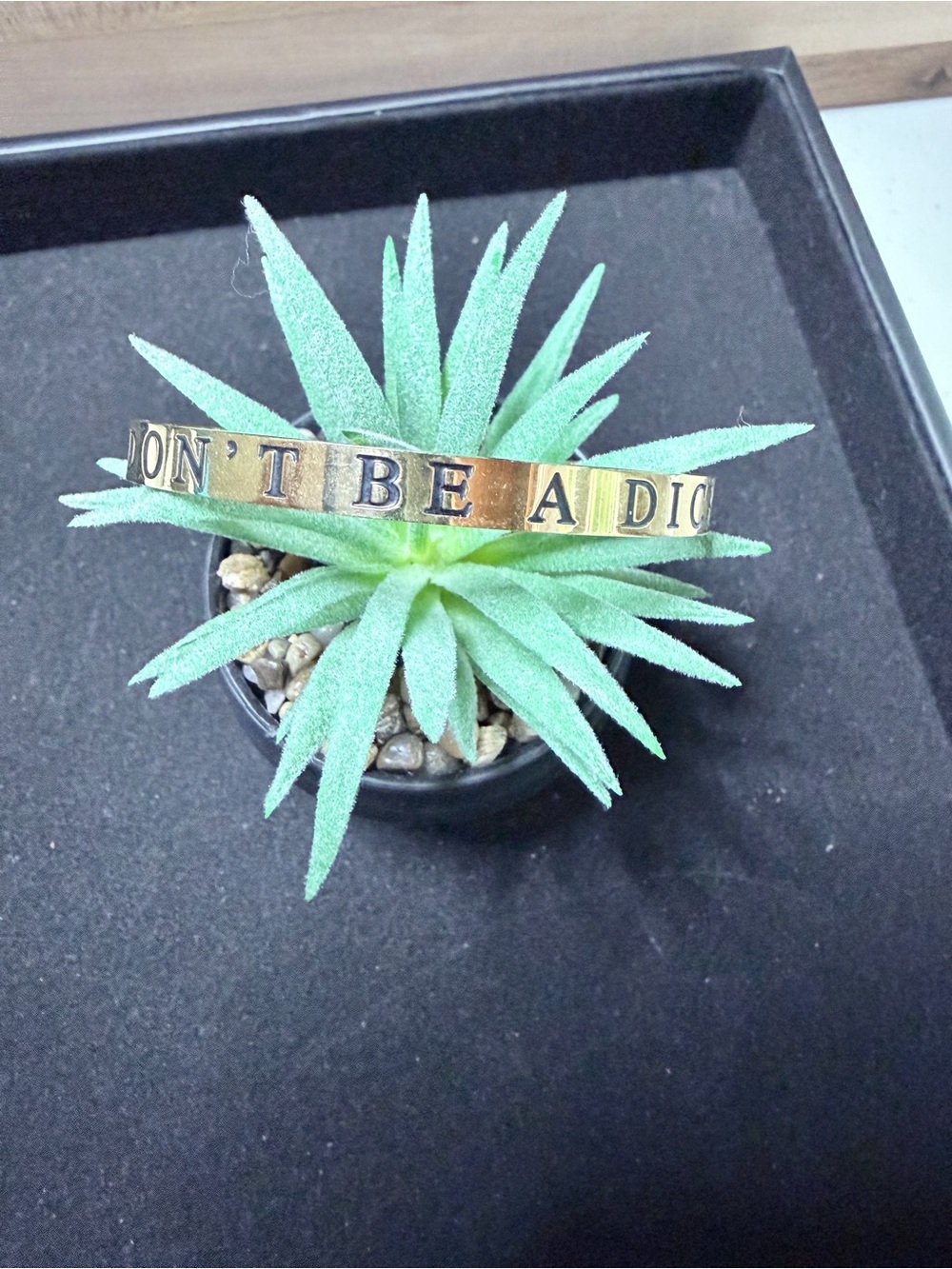 Brass Phrase Accent Bracelet – 'Don't Be A Dick’